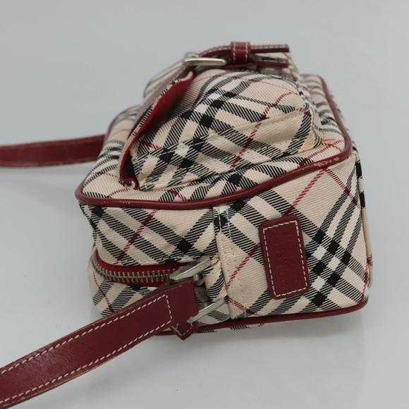 BURBERRY Nova Check Blue Label Shoulder Bag Nylon Beige Red Silver Auth BA669 - Picture 4 of 16